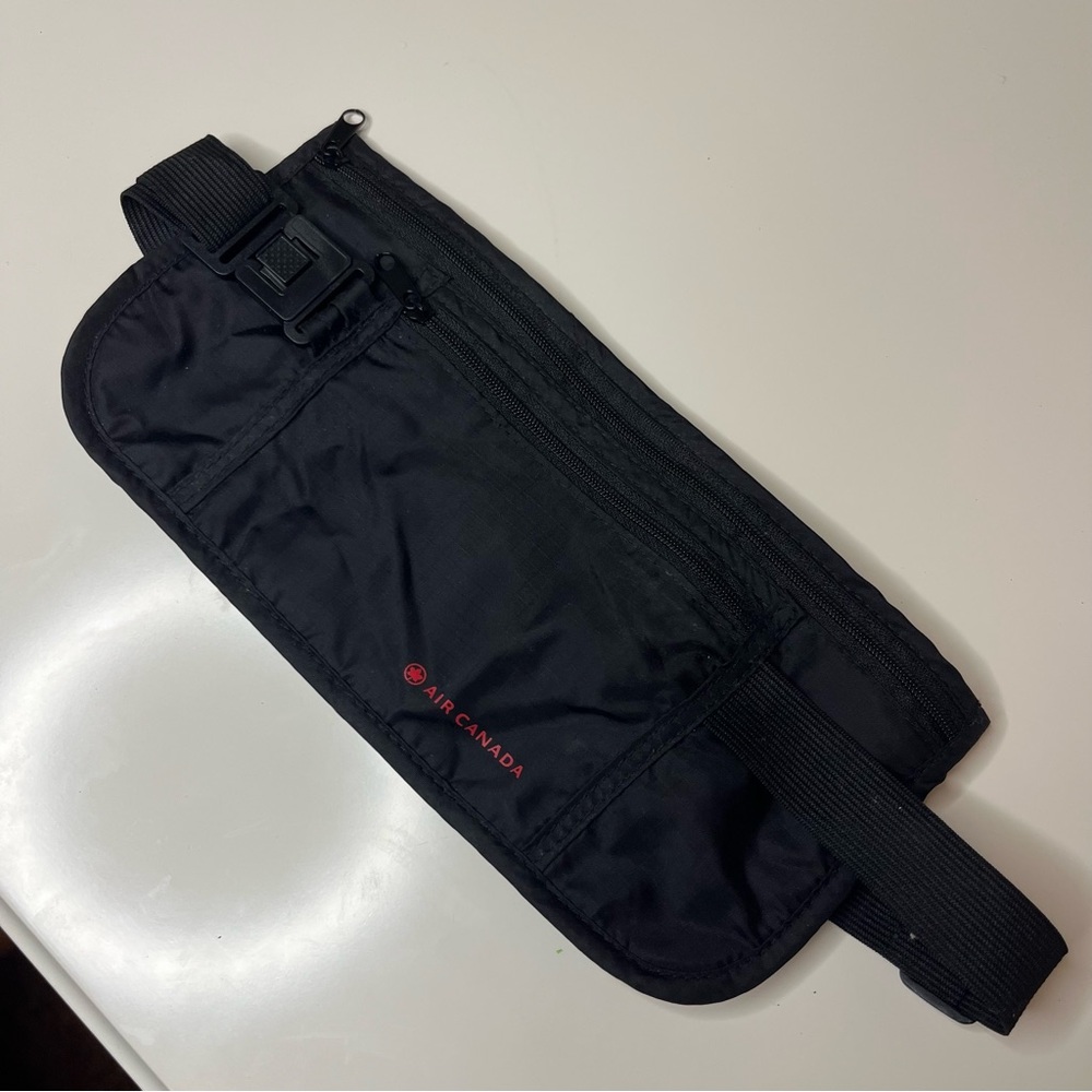 Air Canada Double Pocket Money Belt Holder Wallet Hidden Stash Pouch Travel